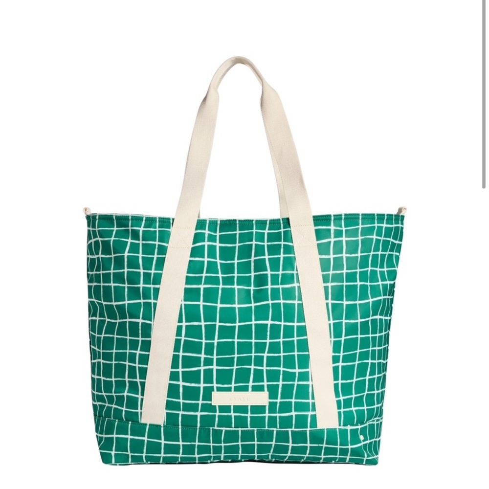 STATE. XL Green Gingham Graham Tote Bag